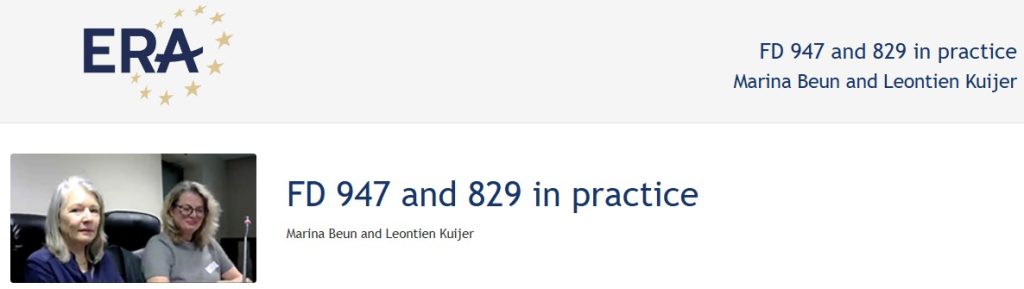 e-Presentation Marina Beun and Leontien Kuijer: FD 947 and 829 in practice